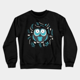 BLUE OWL AND LEAVES Crewneck Sweatshirt